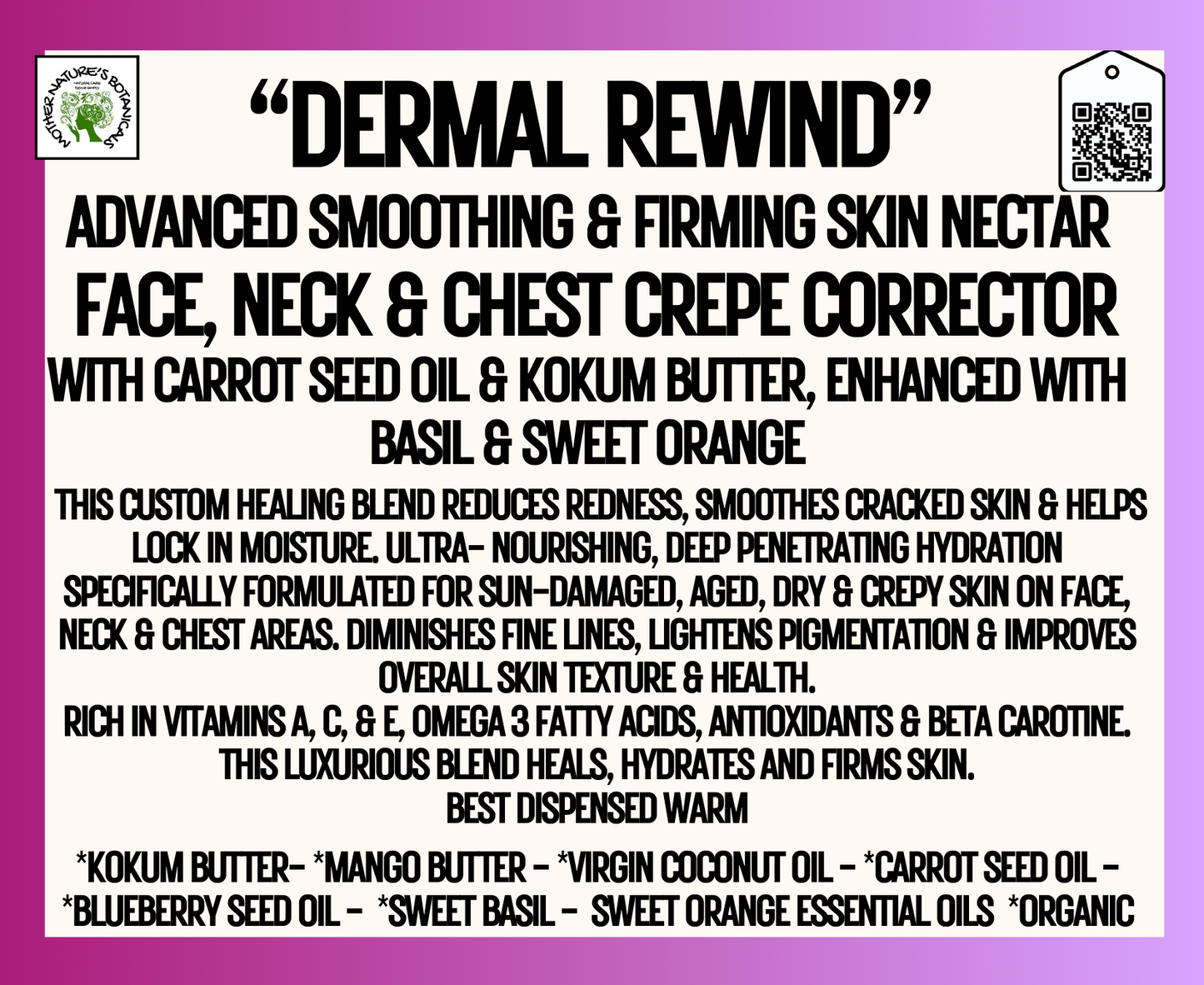 "Dermal Rewind", Advanced Healing Skin Nectar (Crepe Corrector)