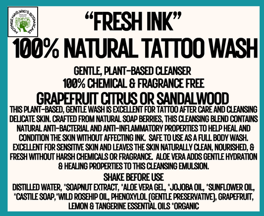 "Fresh Ink" 100% Natural Tattoo After Care Wash with calendula & chamomile