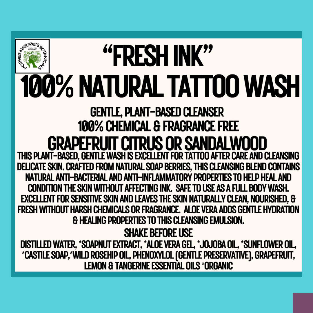 "Fresh Ink" 100% Natural Tattoo After Care Wash with calendula & chamomile