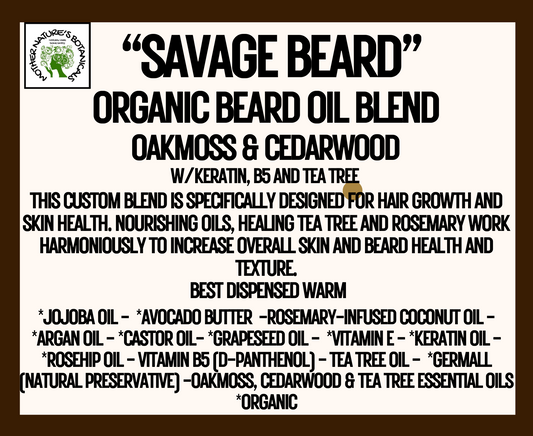 "Savage Beard" Organic Beard Balm with Oakmoss & Cedarwood